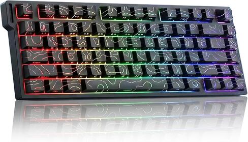 Xin-Meng Beat 75 Triple-Mode Wireless Magnetic Switch Keyboard, 75% Compact, Dual 8K Polling Rate, Hall Effect Rapid Trigger, Hot-Swappable, RGB Backlit, Gaming Keyboard, Black Contour Lines in Saudi Arabia