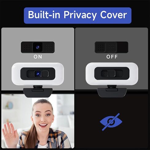 كاميرا ويب بدقة 4K مع ميكروفون وغطاء للخصوصية، وكاميرا كمبيوتر مع تركيز تلقائي للبث والمؤتمرات، وجهاز كمبيوتر واحد in Kuwait