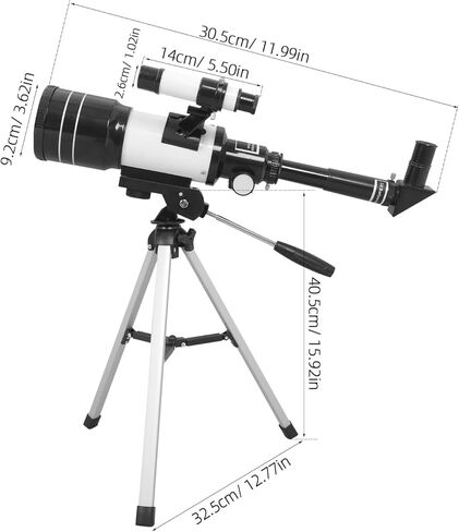 Portable Astronomy Refractor Telescope 70mm Aperture with Finder Scope and Adults Educational Stargazing Night Vision Outdoor Exploration in Kuwait