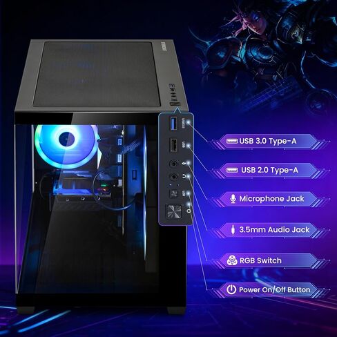 سطح المكتب STORMCRAFT Sirius Gaming Desktop Intel i5 14400F، RTX 5060 Ti 16GB، 32GB DDR5 6000 MHz، 1TB NVMe SSD، مجموعة شرائح B760، USB Type-C، VR-Ready، Wi-Fi 6E، بلوتوث، Win 11 Home، أجهزة الكمبيوتر البرجية للألعاب AI in Kuwait
