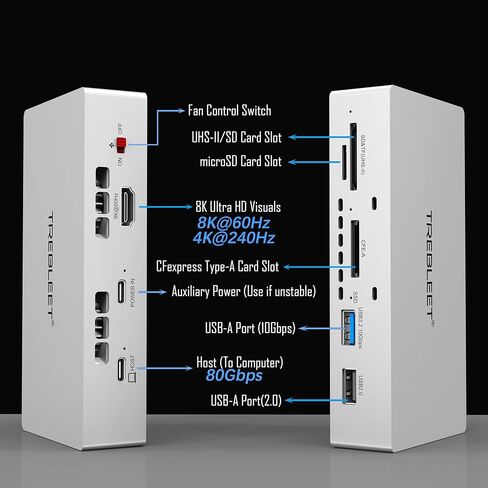 موزع USB4v2 بسرعة 80 جيجابت في الثانية، متوافق مع Thunderbolt 5، قاعدة توصيل صغيرة 8 في 1 مع فتحة NVMe SSD بسرعة 7000 ميجابايت/ثانية، 8K@60 هرتز، قارئ CFexpress Type A/SD 4.0، متوافق مع MacBook Pro وWindows والمزيد in Kuwait