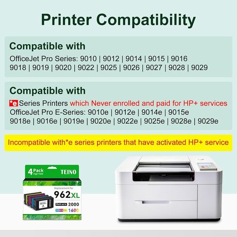 962XL Ink Cartridges Combo Pack Replacement for HP 962XL 962 Black and Color Ink Cartridges Work for hp officejet pro 9010 9015 9018 9020 9025 9026 9019 9012 9013 9014 9016 9022 9023 Printer (4 Pack) in Kuwait