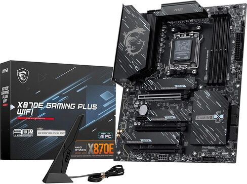 اللوحة الأم MSI X870E GAMING PLUS WIFI، ATX - تدعم معالجات AMD Ryzen 9000/8000/7000، AM5-60A SPS VRM، تعزيز ذاكرة DDR5 8200+ MT/s (OC)، PCIe 5.0 x16 & 4.0 x4، M.2 Gen5، Wi-Fi 7، 5G LAN in Kuwait