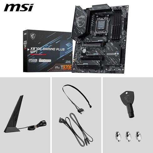 اللوحة الأم MSI X870E GAMING PLUS WIFI، ATX - تدعم معالجات AMD Ryzen 9000/8000/7000، AM5-60A SPS VRM، تعزيز ذاكرة DDR5 8200+ MT/s (OC)، PCIe 5.0 x16 & 4.0 x4، M.2 Gen5، Wi-Fi 7، 5G LAN in Kuwait
