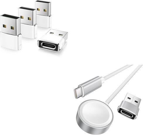 محول Elebase لهاتف iPhone 17 Air Pro Max، ومحول USB إلى USB C 4 حزم وكابل شاحن Apple Watch 11 4FT ومحول USB A in Kuwait
