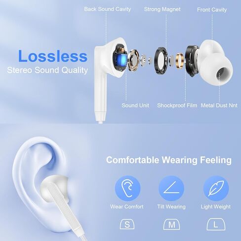 USB C Headphones for iPhone 17 16 15 Pro Max, USB C Wired Ear Buds iPhone 17e Wired Earbuds Headphones Braided Cord Type C Earphones with Microphone for Samsung Galaxy S26 Ultra S25 FE A17 A16 A36 A56 in Kuwait