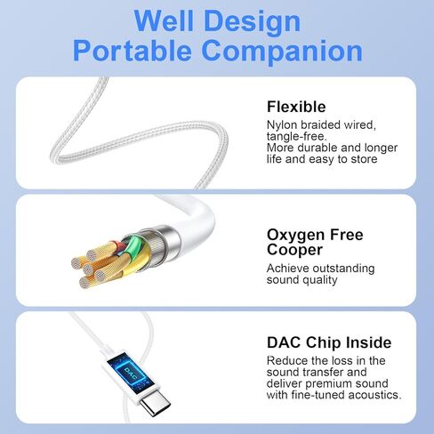 USB C Headphones for iPhone 17 16 15 Pro Max, USB C Wired Ear Buds iPhone 17e Wired Earbuds Headphones Braided Cord Type C Earphones with Microphone for Samsung Galaxy S26 Ultra S25 FE A17 A16 A36 A56 in Kuwait