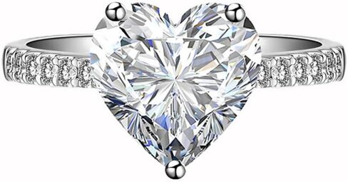 Cutesmile Fashion Jewelry Rhodium Plated Sterling Silver Cubic Zirconia CZ Solitaire Heart Promise Engagement Ring in Saudi Arabia