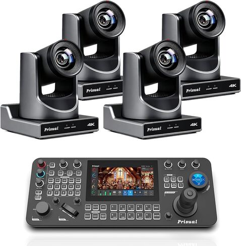 Prisual 4K 60FPS Official NDI PTZ Camera 4×TEM-4K20N PRO + PRO AI Joy Keyboard, Gen-3 AI Tracking, 20X Zoom, PoE, Silent Belt Drive, 3-Year US Warranty, Church/Studio Live Streaming in Kuwait