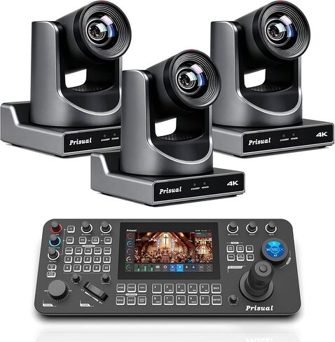 كاميرا Prisual 4K 60FPS الرسمية NDI PTZ 3×TEM-4K20N PRO + لوحة مفاتيح PRO AI Joy، تتبع Gen-3 AI، تكبير 20X، PoE، محرك الحزام الصامت، ضمان أمريكي لمدة 3 سنوات، بث مباشر للكنيسة/الاستوديو in Kuwait