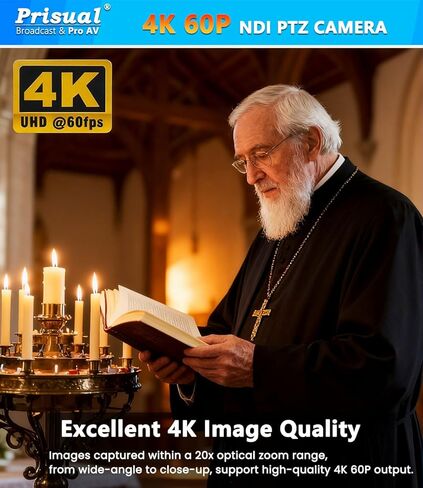 كاميرا Prisual 4K 60FPS الرسمية NDI PTZ 3×TEM-4K20N PRO + لوحة مفاتيح PRO AI Joy، تتبع Gen-3 AI، تكبير 20X، PoE، محرك الحزام الصامت، ضمان أمريكي لمدة 3 سنوات، بث مباشر للكنيسة/الاستوديو in Kuwait