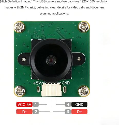 2MP USB Camera Module, 1080P HD Webcam with 96 Degree Wide Angle Lens and USB2.0 Type C SH1.0 4P Interface, Support for OS X PC Laptop in Kuwait