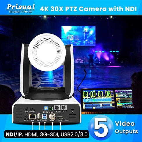 كاميرا Prisual 4K 30X الرسمية NDI PTZ 3×TEM-4K30N PRO + لوحة مفاتيح PRO AI Joy، تتبع تلقائي من الجيل 3 AI، NDI HX3، PoE، تكبير 30X، ضمان أمريكي لمدة 3 سنوات، بث مباشر للكنيسة/المؤتمرات in Kuwait