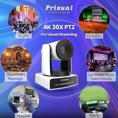 كاميرا Prisual 4K 30X الرسمية NDI PTZ 3×TEM-4K30N PRO + لوحة مفاتيح PRO AI Joy، تتبع تلقائي من الجيل 3 AI، NDI HX3، PoE، تكبير 30X، ضمان أمريكي لمدة 3 سنوات، بث مباشر للكنيسة/المؤتمرات in Kuwait