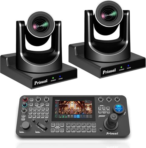 نظام كاميرا Prisual PTZ الجيل 5، تكبير بصري 20X، تتبع تلقائي متقدم بالذكاء الاصطناعي، حزمة PoE HDMI SDI PTZ لعبادة الكنيسة، (PTZ Bundle TEM-20S PROx2+PRO AI Joy Controller) in Kuwait