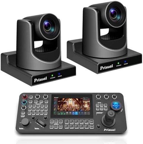 Prisual 2×TEM-30N PRO 30X Zoom NDI PTZ Camera with PRO AI Joy Keyboard Bundle, Gen-3 AI Tracking, PoE, SDI HDMI USB IP, Silent PTZ for Church Live Streaming Conference in Kuwait