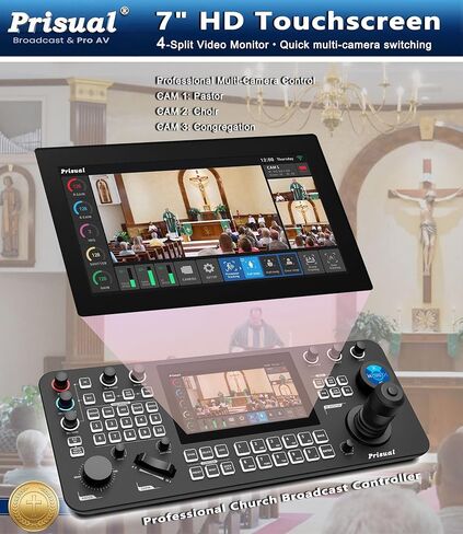 Prisual 2×TEM-30N PRO 30X Zoom NDI PTZ Camera with PRO AI Joy Keyboard Bundle, Gen-3 AI Tracking, PoE, SDI HDMI USB IP, Silent PTZ for Church Live Streaming Conference in Kuwait