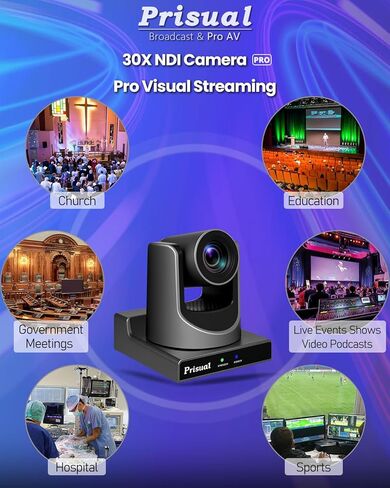 Prisual 2×TEM-30N PRO 30X Zoom NDI PTZ Camera with PRO AI Joy Keyboard Bundle, Gen-3 AI Tracking, PoE, SDI HDMI USB IP, Silent PTZ for Church Live Streaming Conference in Kuwait