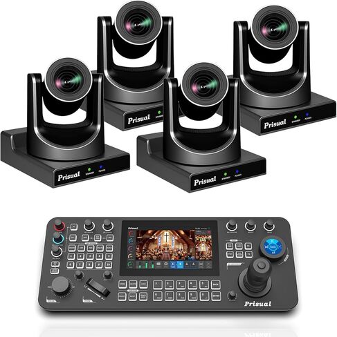 Prisual NDI PTZ Camera 20X Optical Zoom 4×TEM-20N PRO + PRO AI Joy Keyboard, Gen-3 AI Auto Tracking, 47% Better Bandwidth, 5dB Silent, PoE, 3-Year US Warranty, Live Streaming for Church/Conference in Kuwait