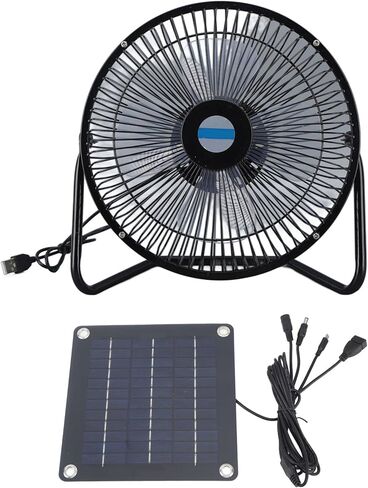 Focket Solar Panel Fan, 10W Solar Powered Fan with 50W Cooling Power Four USB Ports for Home Greenhouse RV Car Ventilation Outdoor Activities in Kuwait