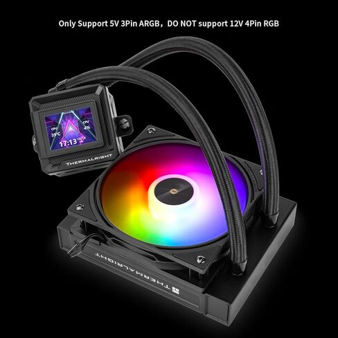 Thermalright FW SE 120 ARGB Black AIO Water Cooler, Liquid CPU Cooler, 2’’ LCD Screen-320x240 Resolution, 2000RPM High Speed,Compatible with AMD/AM4/AM5 & Intel lga1150/1151/1200/1700/1851 in Kuwait