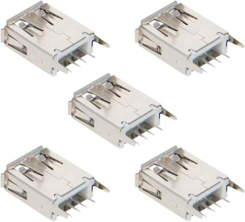 PCB USB موصل نوع A أنثى جاك 4 دبوس 180 درجة عمودي مستقيم إدراج 5 قطعة ، WuJuntool in Kuwait