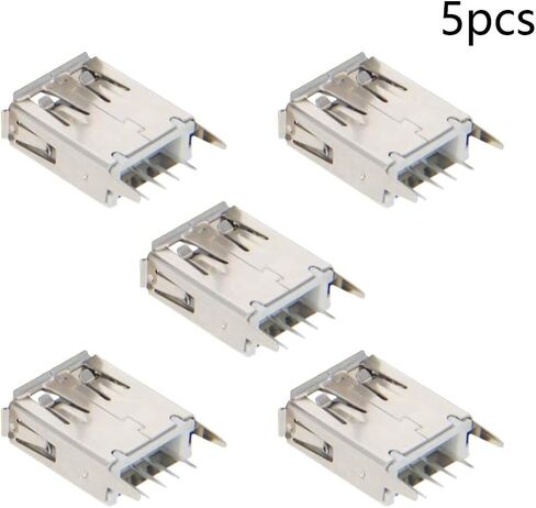 PCB USB موصل نوع A أنثى جاك 4 دبوس 180 درجة عمودي مستقيم إدراج 5 قطعة ، WuJuntool in Kuwait