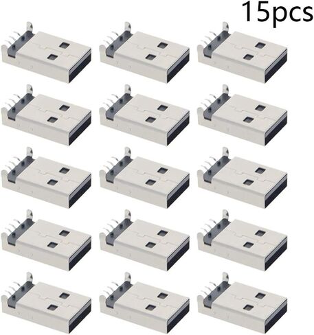 PCB USB Connector USB-AM 2.0 Male Jack 4 Pin 180 Degree 15Pcs,WuJuntool in Kuwait