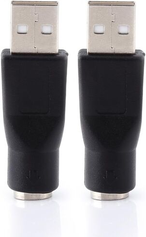 USB 2.0 A Male to PS/2 Female Compact Adapters Converter, Easy to Carry for PS2 Mouse & Keyboard, Black 2pcs in Kuwait