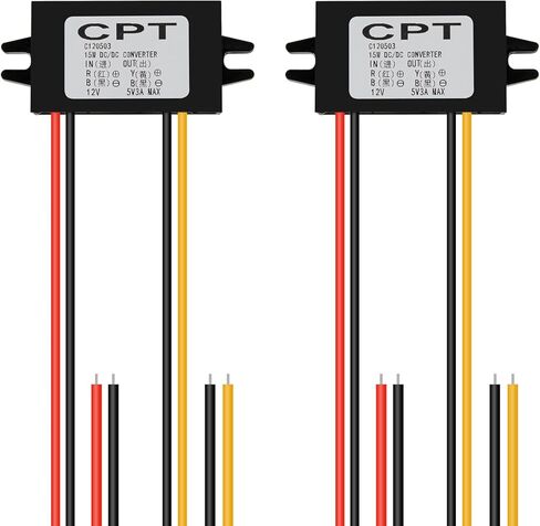 2Pcs DC Converter Waterproof 12V/24V to 5V Converter Step Down Module 3A 15W Power Adapter Voltage Regulator Car Power Converter Adapter in Kuwait