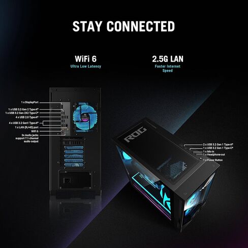 ASUS ROG G700 Gaming Desktop PC - Intel Core Ultra 9 285 Processor, 2TB NVMe SSD, 32GB DDR5 RAM, NVIDIA GeForce RTX 5060 8GB Graphics, RGB Lighting, Backlight Keyboard & Mouse, Windows 11 Pro in Kuwait