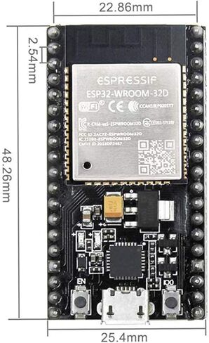 لوحة تطوير ESP32-DevKitC مكونة من قطعتين - ESP-WROOM-32 وحدة WiFi وبلوتوث 2.4 جيجا هرتز ثنائية النواة مع RF AMP/Filter، وأوضاع AP/STA لـ Arduino IDE/IoT/Robotics/المنزل الذكي in Kuwait