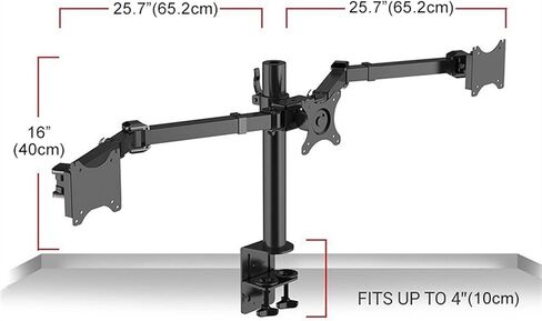 Monitor Desk Mount Triple Monitor Stand for 10-27 Inches 3 Monitor Desk Mount, Heavy-Duty Free Standing Fully Adjustable Arm, Desk Clip Mount, Each Arm Holds Up to 22Lbs in Kuwait