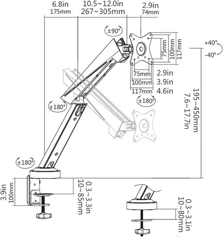 Monitor Desk Mount Mechanical Spring Single Monitor Desk Mount 17"-32" Gaming Monitor Mount Stand Adjustable Monitor Arm Desk Mount with C-Clamp and Grommet Base Computer in Kuwait