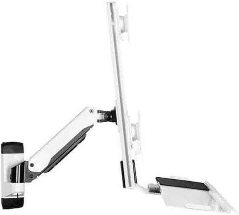 Monitor Arm Wall Mounted Single Arm Dual Monitor Bracket for Screen 15-27 Inches with Keyboard and Mouse Tray Monitor Mount Arm in Kuwait