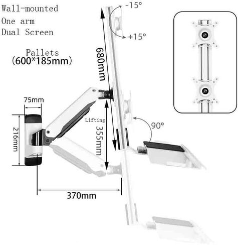 Monitor Arm Wall Mounted Single Arm Dual Monitor Bracket for Screen 15-27 Inches with Keyboard and Mouse Tray Monitor Mount Arm in Kuwait