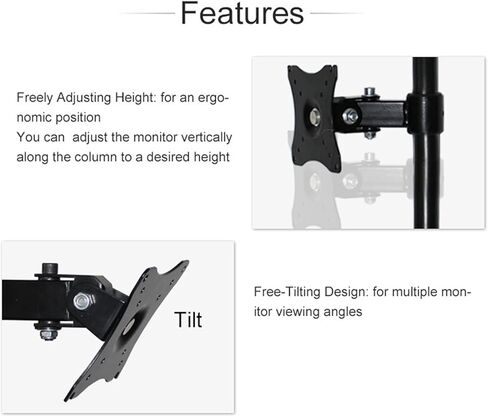 Monitor Arm Dual LCD Monitor Desk Mount Stand Heavy Duty Stacked, Adjustable Desk Mount Bracket with Perforated Base, Holds Vertical 2 Screens Up to 27" Monitor Mount Arm in Kuwait