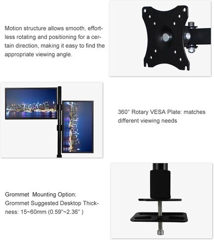 Monitor Arm Dual LCD Monitor Desk Mount Stand Heavy Duty Stacked, Adjustable Desk Mount Bracket with Perforated Base, Holds Vertical 2 Screens Up to 27" Monitor Mount Arm in Kuwait
