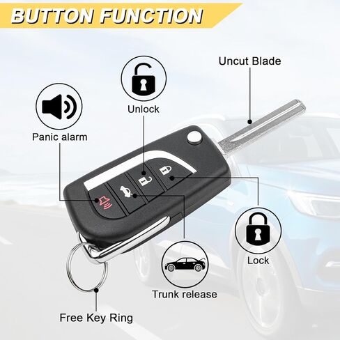 Vurkcy Key Fob Replacement for 2018-2023 Toyota Camry/ 20-21 Corolla Car Keyless Entry Remote Control, HYQ12BFB, 4 Buttons in Kuwait
