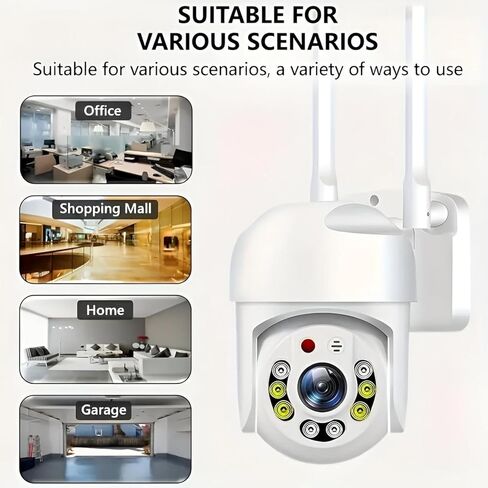 Outdoor Security Camera 720P, WiFi Surveillance Cameras for Home Security with Dual Antenna, Color Night Vision, Two-Way Audio, Motion Detection, Waterproof (2.4GHz WiFi, Plug-in Power) in Kuwait