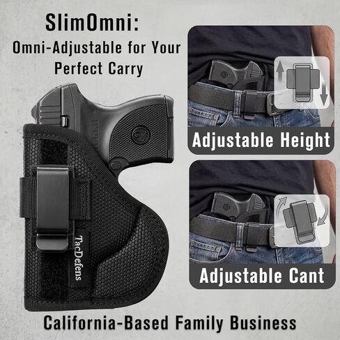 SlimOmni LCP 380 Holster Pocket & IWB Combo (جيب وحافظة IWB لـ LCP 380)، Omni-Carry يمكن استخدامه بكلتا اليدين، ارتفاع قابل للتعديل بالكامل وغير قادر، داعم قابل للإزالة، يتضمن مشبك معدني in Kuwait