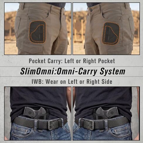 SlimOmni LCP 380 Holster Pocket & IWB Combo (جيب وحافظة IWB لـ LCP 380)، Omni-Carry يمكن استخدامه بكلتا اليدين، ارتفاع قابل للتعديل بالكامل وغير قادر، داعم قابل للإزالة، يتضمن مشبك معدني in Kuwait