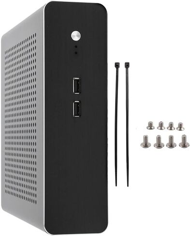 حافظة كمبيوتر Mini ITX، هيكل HTPC من الألومنيوم رفيع للغاية للوحة الأم مقاس 170x170 مم، يدعم مراوح 4x4010 وDC ATX PSU، قابل للتركيب على الحائط (2X USB، 2x2.5/1x3.5 HDD) in Kuwait
