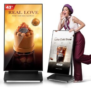 شاشة عرض رقمية مقاس 43 بوصة، كشك إعلاني LCD بشاشة كاملة بدقة 4K 800 Nits UHD، مشغل إعلانات تلقائي محمول قائم على الأرض، تحكم قائم على تطبيق Android14 مع USB/HDMI/WiFi in Kuwait
