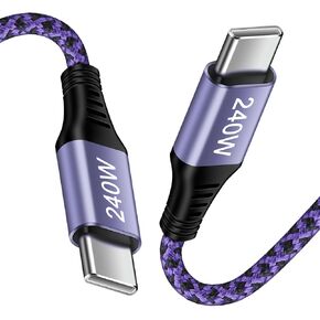 كابل USB C إلى C 240 وات شاحن سامسونج سريع 3 أقدام سلك شاحن سيارة نوع C سلك شحن مجدول لهاتف Samsung Galaxy S26 Ultra S26 S25 FE Edge S25 Plus A17 A16 5G A36 S24 Z Fold 7 Flip 7 iPhone 17 MacBook in Kuwait