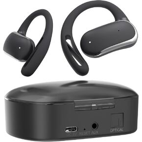2.4GHz Wireless TV Headphones for Seniors, Open-Ear Hook Design for All-Day Comfort, Plug-and-Play (No Bluetooth), Low Latency, 50ft Range, Charging Case Transmitter with Optical & 3.5mm AUX Cables in Saudi Arabia