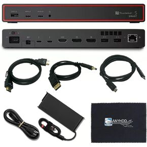 محطة إرساء Lenovo 40BA0265US Thunderbolt 4 40 جيجابت في الثانية 100 واط توصيل طاقة USB مع محول 135 واط، HDMI، منفذ DisplayPort، كابلات Thunderbolt وقماش - محطة إرساء in Kuwait