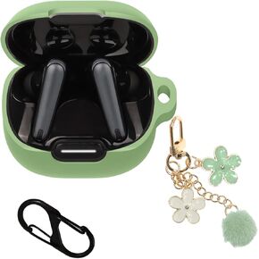 Protective Cover Case Compatible with Soundcore Liberty 4 NC Earbuds, Cute Soft Silicone Scratch Shock Resistant Skin Cover,Carabiner and Keychain Accessories for Women Girls in Saudi Arabia