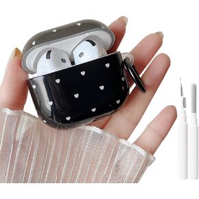 حافظة MINSCOSE لـ AirPods 4، تصميم بنمط قلوب الحب اللطيفة مع قفل سلسلة مفاتيح عصري، حافظة واقية ناعمة من مادة TPU مضادة للصدمات مع مجموعة أدوات تنظيف للفتيات والنساء لأجهزة Airpods 4-وردي in Kuwait