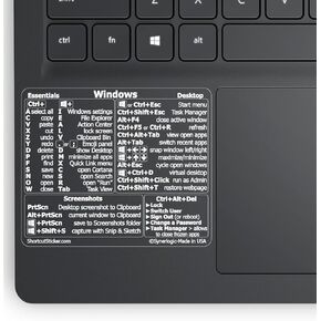 Synerlogic Windows PC Reference Keyboard Shortcut Sticker | Vinyl, Laminated Windows Shortcut Sticker for PC Laptop or Desktop | Shortcuts Cheat Sheet (Black/Small) in Saudi Arabia